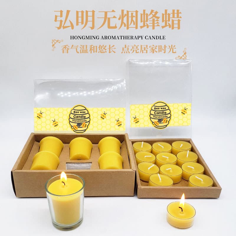 Transparent Shell Smokeless Bee Wax Candle Holiday Club Function Fasting Ceremony Round Column Handmade Candle