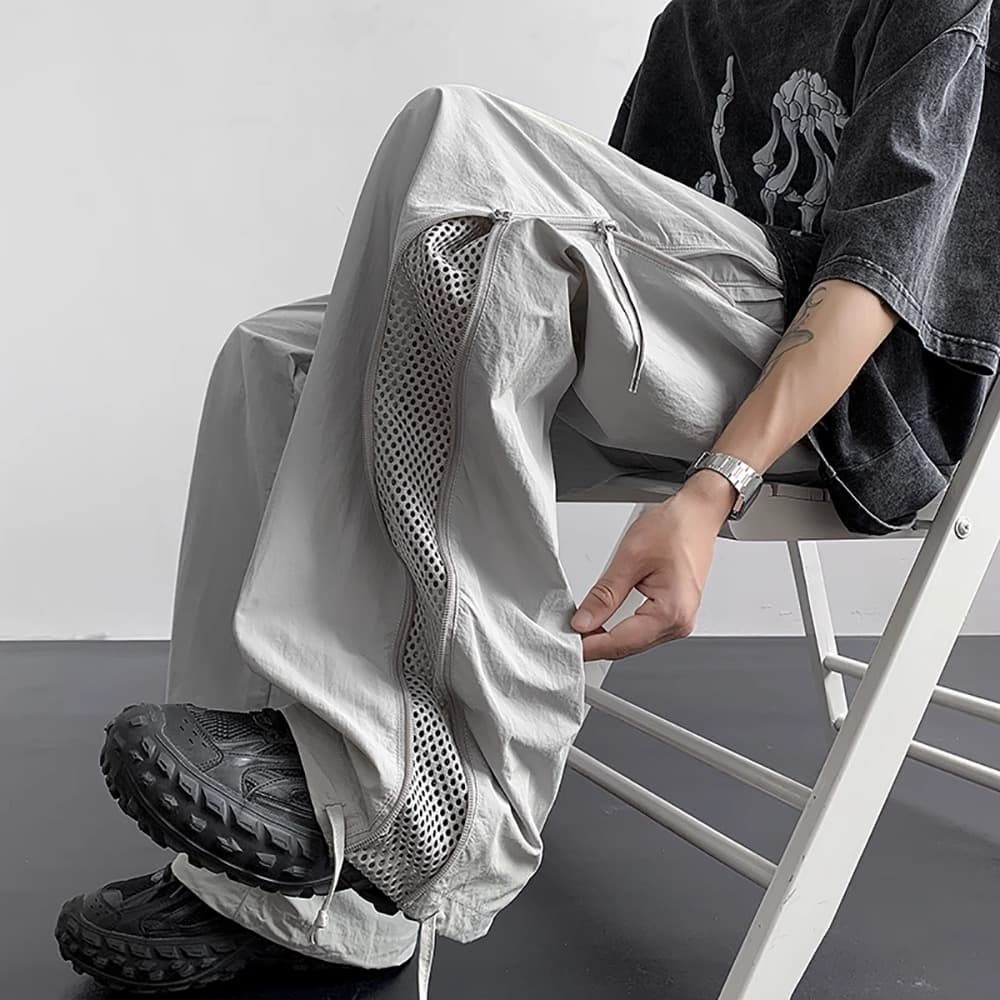Men's Hiking Shell Pants 2025 Summer New Trend Quick-Dry Waterproof Paratrooper Pants Loose Straight-Leg Casual Trousers