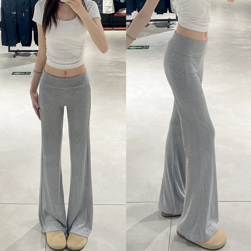 American-Style High-Waist Flared Pants for Women, New Fall Style, High-Waist Slimming Bell-Bottom Pants, Casual Sweatpants with Draping Yoga Pants