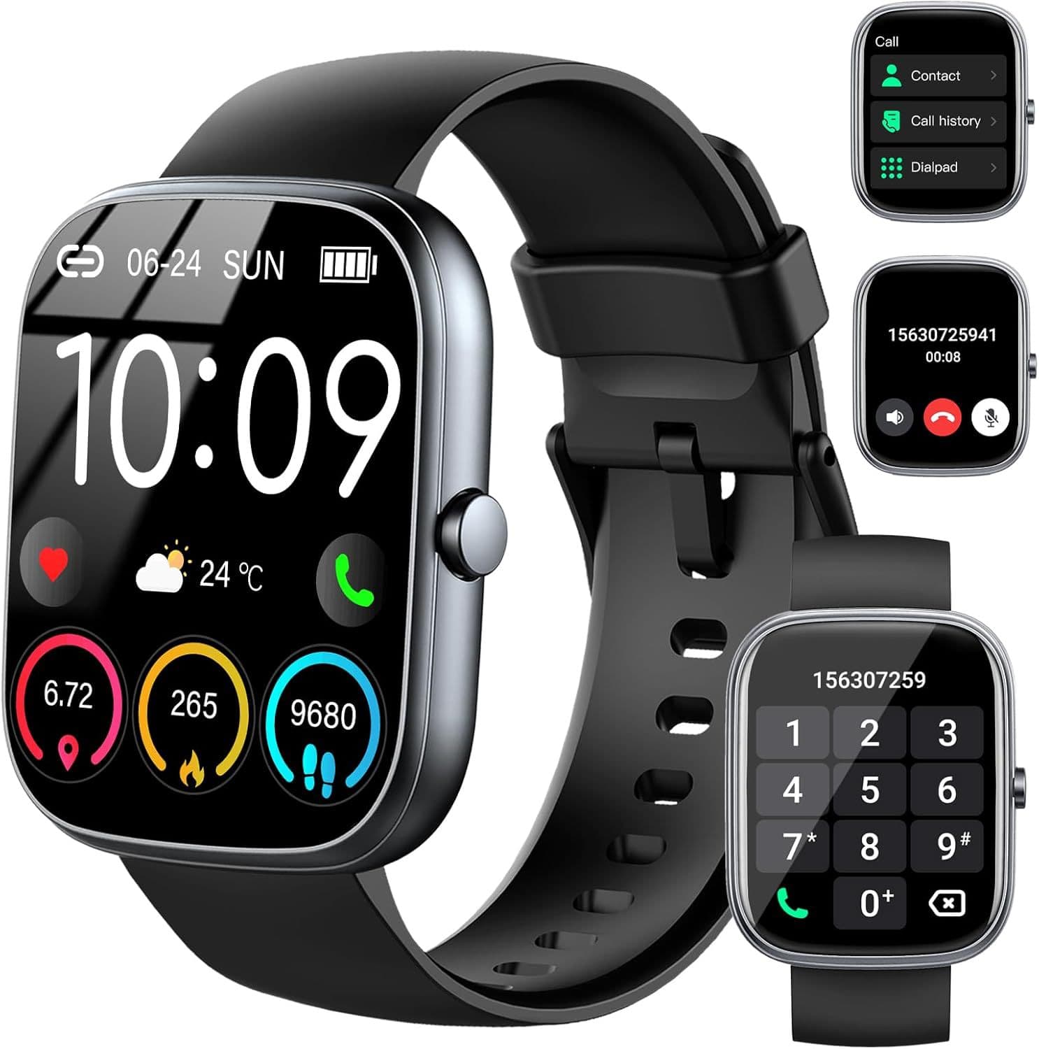 Amazon Men's and Women's Smart Watch Phone 1.9-inch IP68 Waterproof Sports Pedometer Fitness Watch