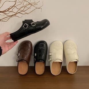Designer Leather Birkenstock Shoes Platform Wedge Slippers for Women Outdoor Wear 2025 New Spring Summer Vintage Closed Toe Mules