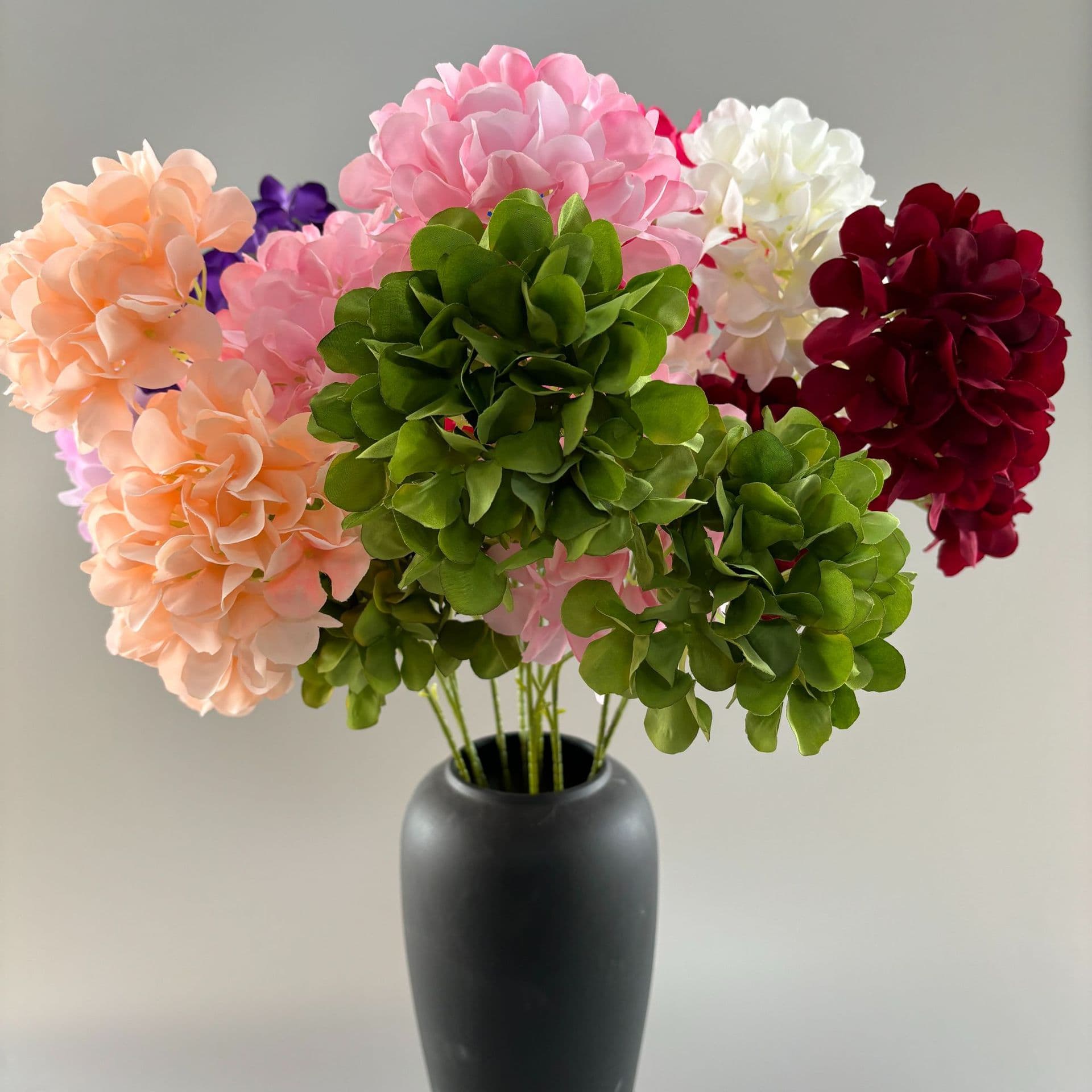 Cross-border hydrangea artificial flower 3-head hydrangea wedding flower material road guide flower arrangement fake flower ornaments wedding decoration