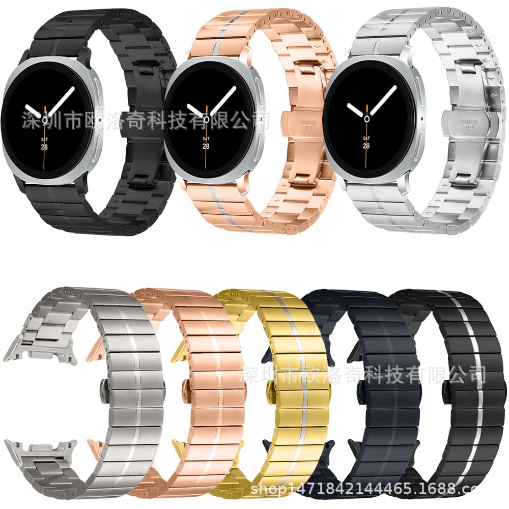 Compatible with Samsung Galaxy Watch8 Strap, Watch 8 Classic Crimp Bead Steel Band, WATCH9 Metal Bracelet