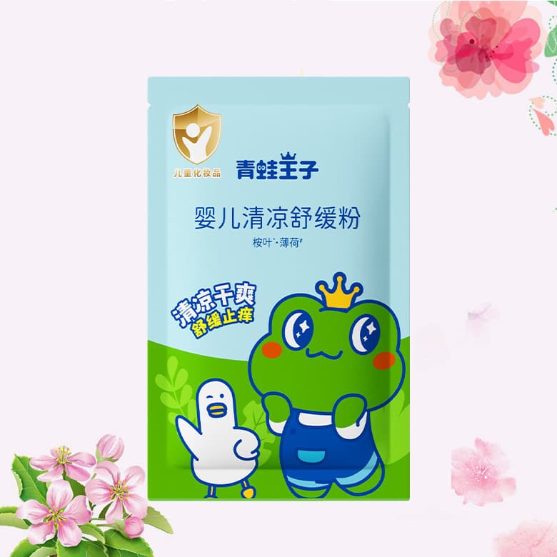 Frog Prince Baby Powder 80g, Cooling and Comfortable, Moisture-Absorbing, Skin-Friendly, Refill Bag for Baby Prickly Heat Powder