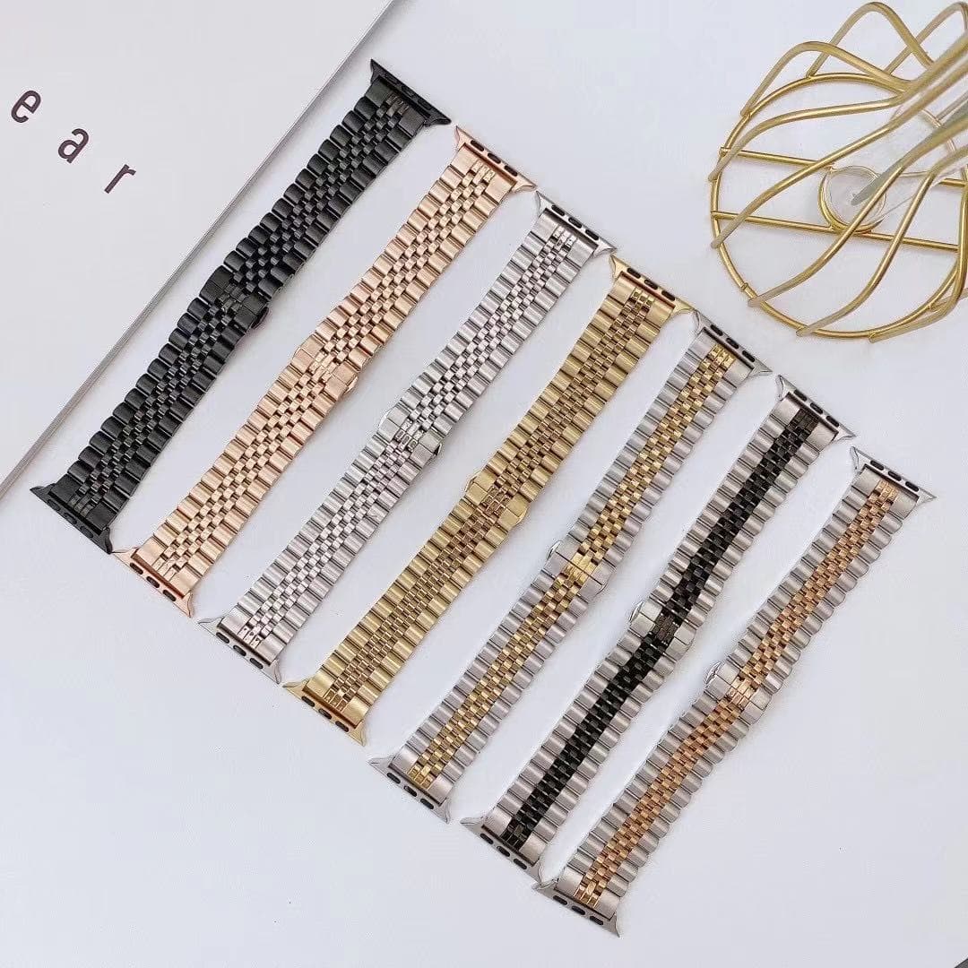 Apple Watch Series 8/9/Ultra Stainless Steel Five-Piece Link Bracelet with Butterfly Clasp Metal Band