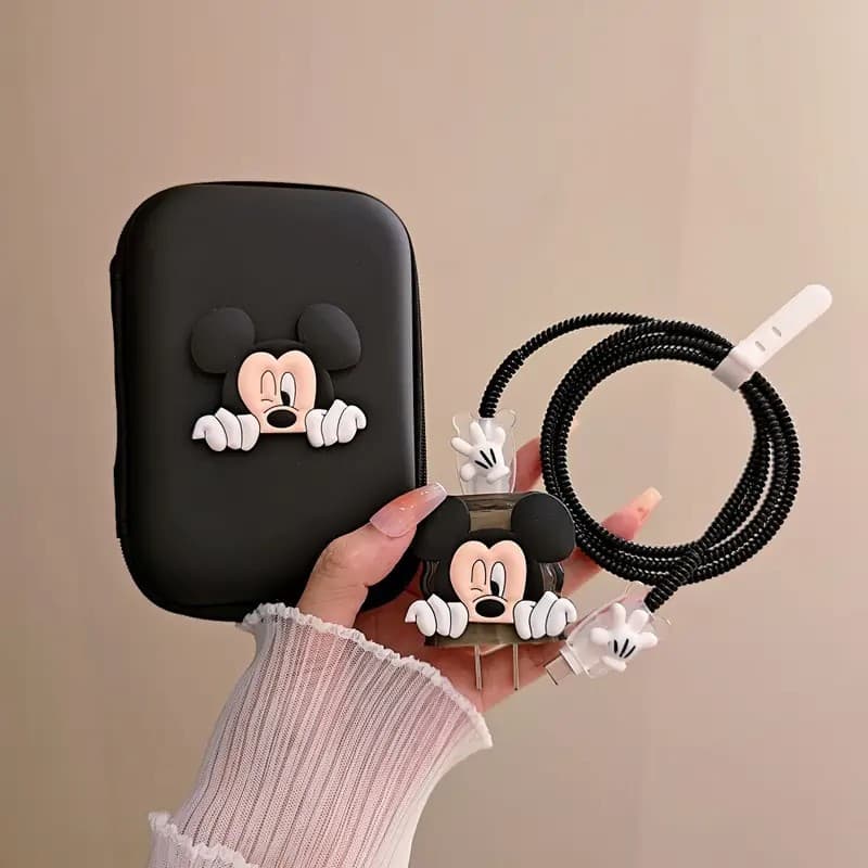 Mickey and Minnie Apple Charger Cable Love Heart Protective Case Cable Organizer Winder Anti-Break Premium