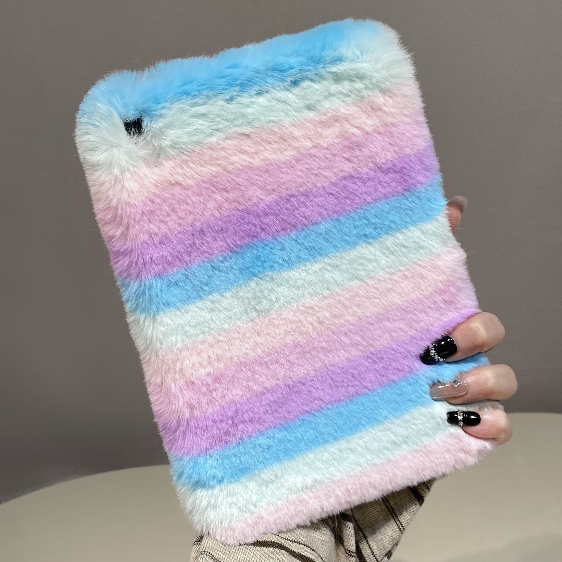 Furry Rainbow Case for iPad 11th Gen 2025 New, AIR5/6/8, Lenovo Xiaoxin Y3+ Custom