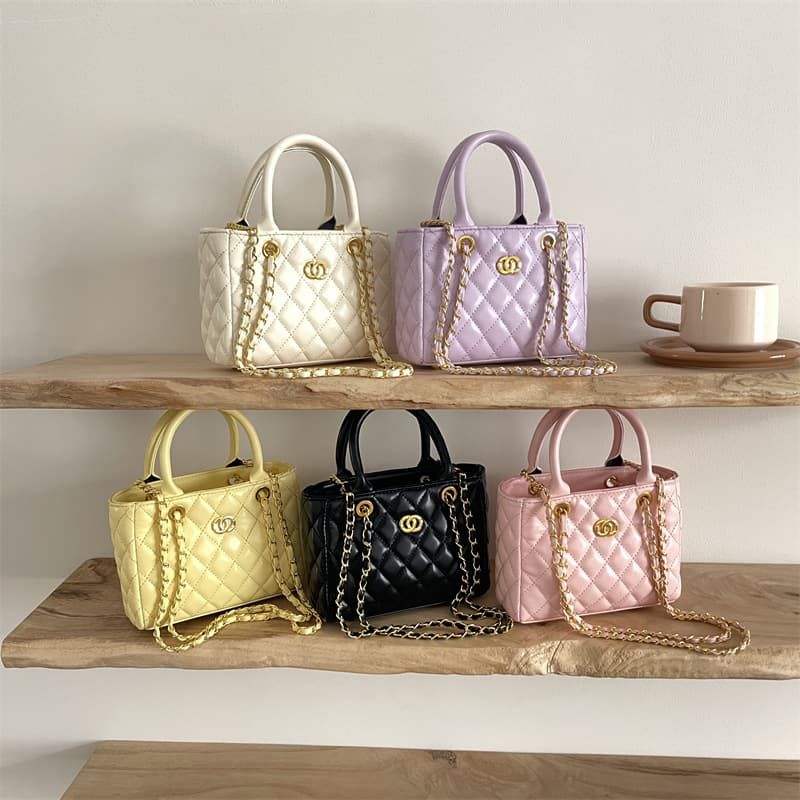 New Cross-Border Children's Bag Fashion Light Luxury Girl's Shoulder Crossbody Bag Mini Diamond Quilted Handbag Elegant Lady Dior Style Bag