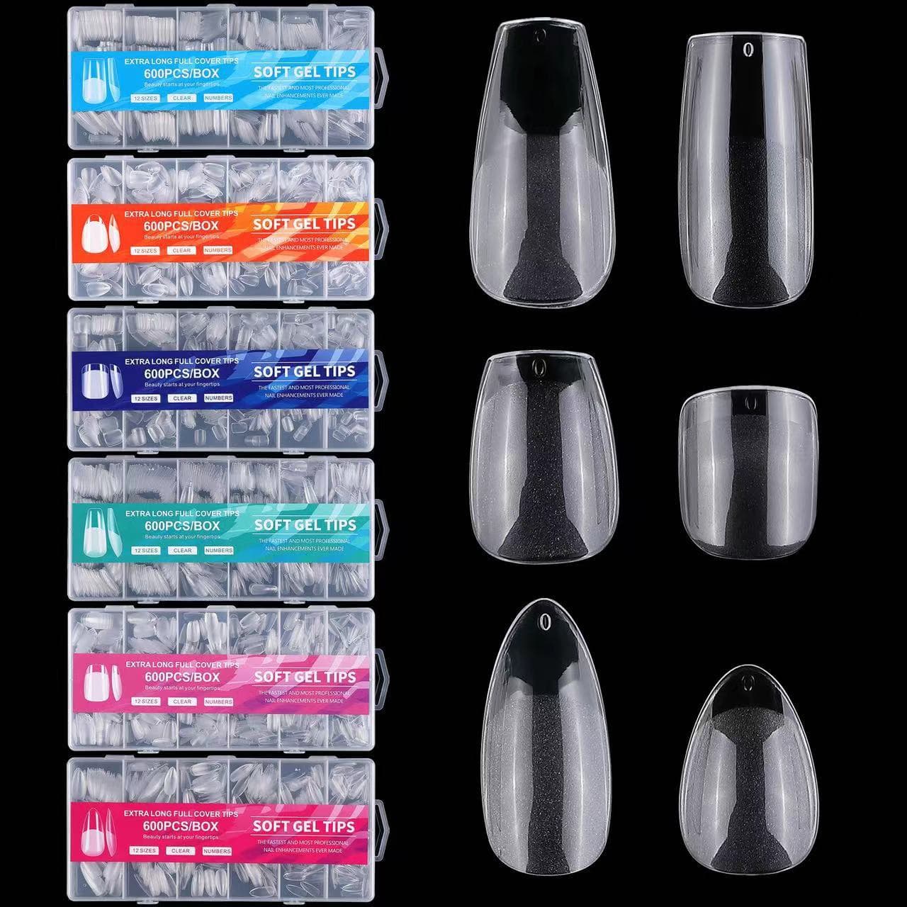 600pcs No-Filing Thin Short Long Nail Tips Semi-Matte Seamless Transparent Matte False Nail Tips Manicure Nail Tips