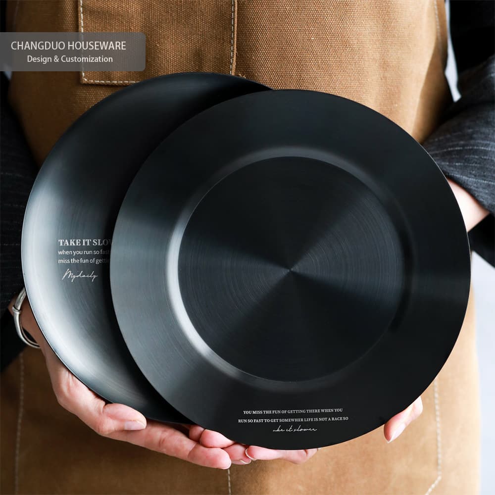 Industrial Style Black 304 Stainless Steel Metal Plate Custom Decor for Restaurants Hotels Gifts