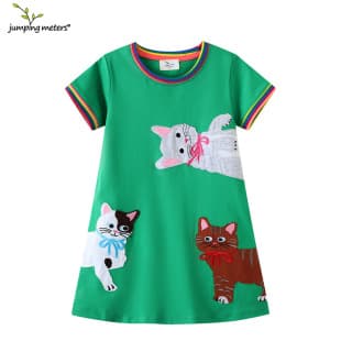 Children's European and American Fashion Knitwear Girls' Dress, Short Sleeve Princess Dress for Toddler and Young Girls
