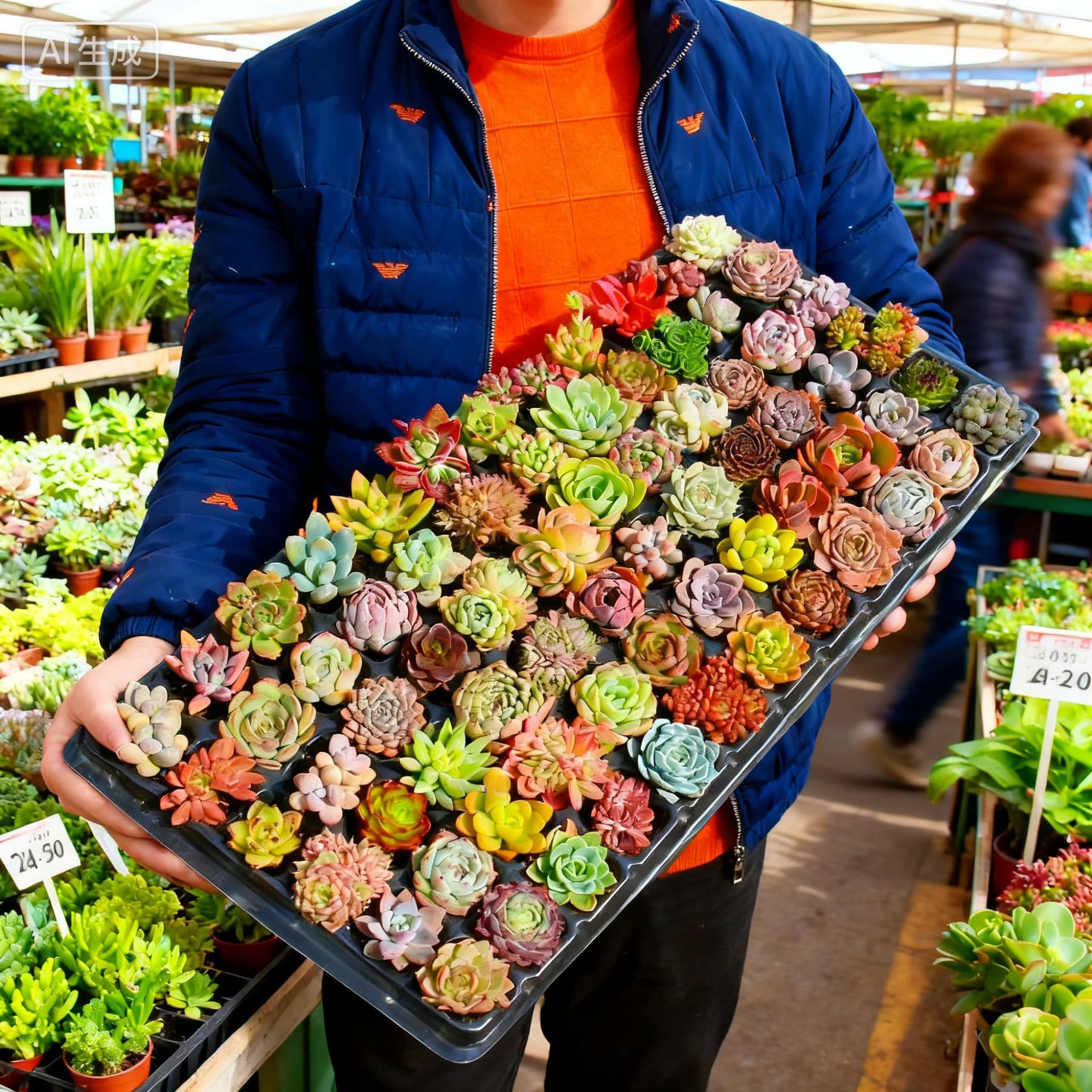 2-Tray Bulk Succulent Plants Succulent Whole Box Cutting Seedlings Plug Tray Seedlings Small Succulent Green Plants Potted