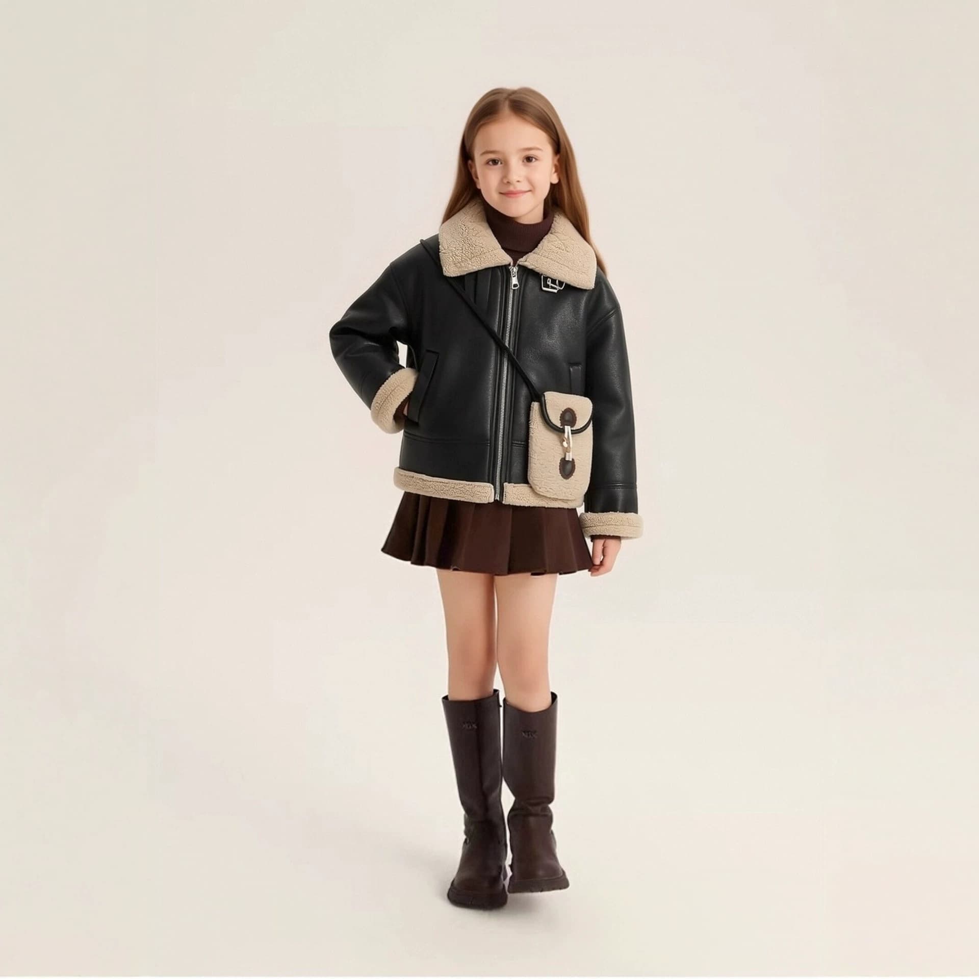 Rantuo girls winter 2026 new velvet thickened leather coat autumn and winter clothing children's fur one-piece coat trend cross-border