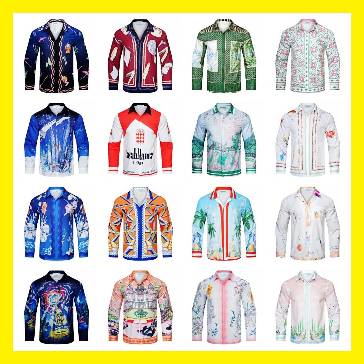 Cross-border wholesale Casablanca long-sleeve shirt casa racket fashion vintage floral print shirt couple outfit