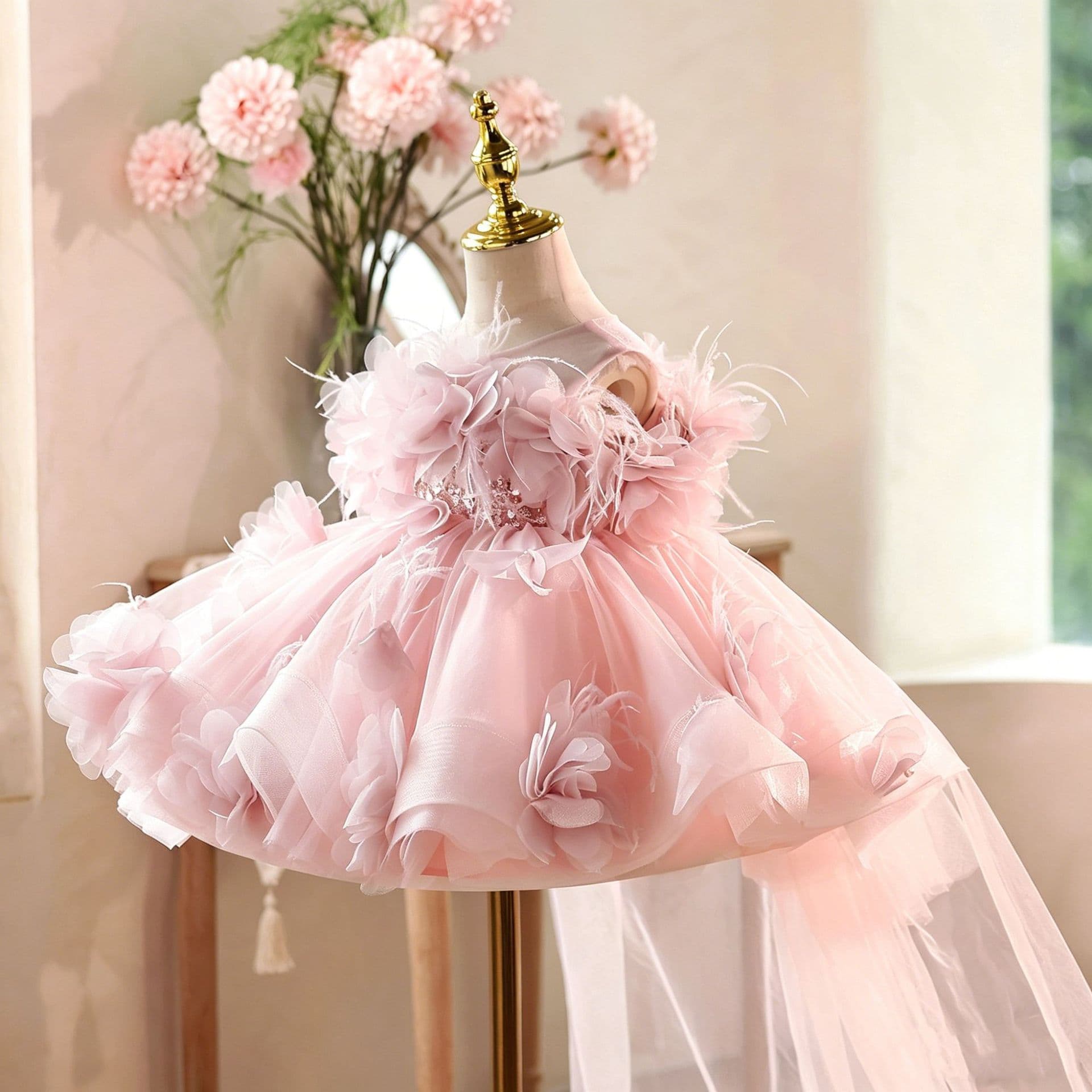 Princess dress girls dreamy fluffy gauze 2026 new birthday one-year-old dress children's piano host performance clothing