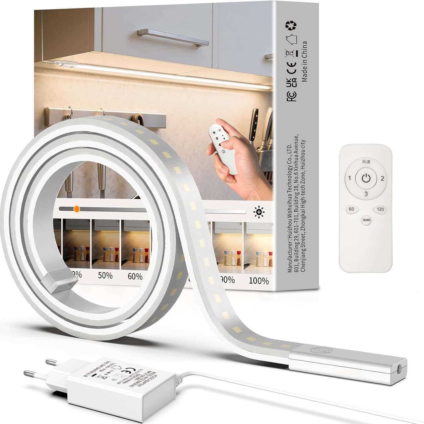 Amazon's new self-adhesive cabinet light dimmable 6-color temperature soft light strip cabinet light 24V direct plug-in one meter light strip