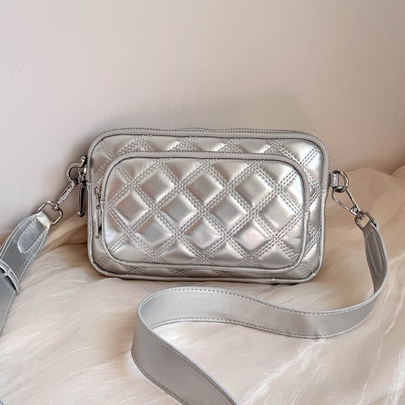 Women's Bags 2025 New Diamond Chain Bag Korean Style Fashionable Women's Single Shoulder Crossbody Bag Small Square Bag