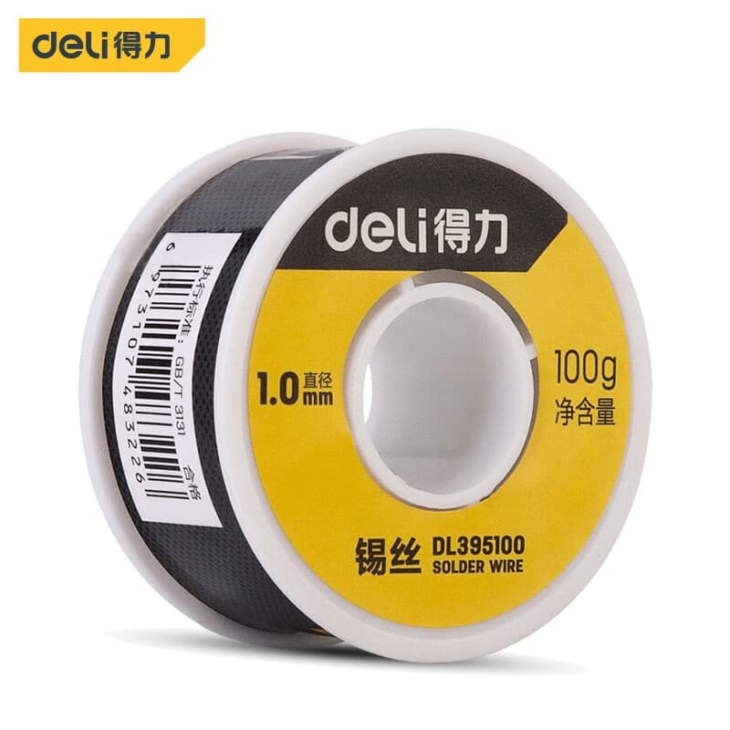 Deli tools rosin core no-clean solder wire electric soldering iron welding 1.0mm diameter 100g solder wire