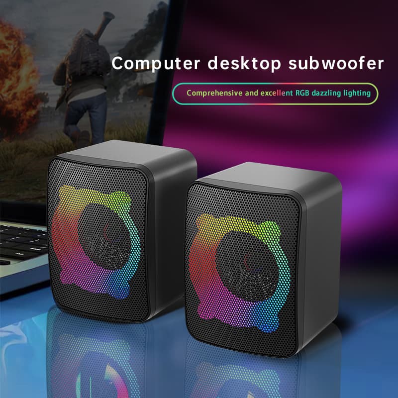 Cross-border 2059 Computer RGB Lighted Speaker Multimedia Desktop Gaming Wired USB Soundbar Computer Game Speaker