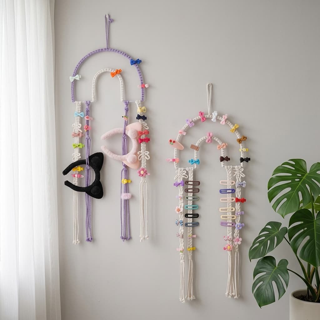 Hairpin storage wall hanging hand-woven tapestry Bohemian cotton hanging ornaments children's hairpin hair accessories storage display stand
