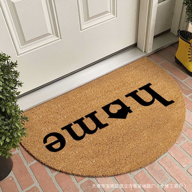 Cross-border Modern Minimalist Home Letter Semi-Circle Doormat, Imitation Coir Entry Door Mat, Outdoor Mud-Scraping Anti-Slip Foot Mat