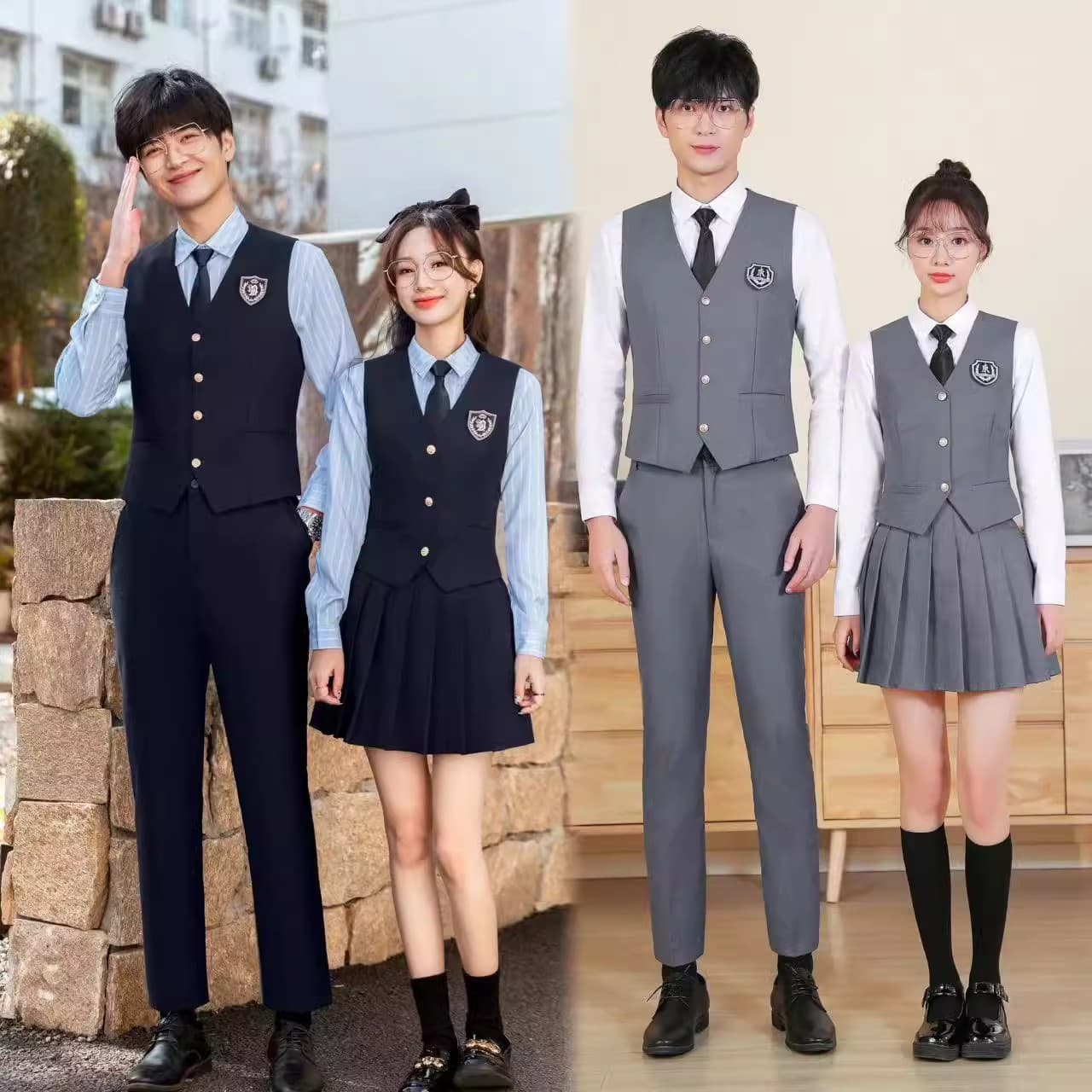 British school style vest set for men and women, spring and autumn JK uniform, student class uniform, school uniform, suit vest, work clothes
