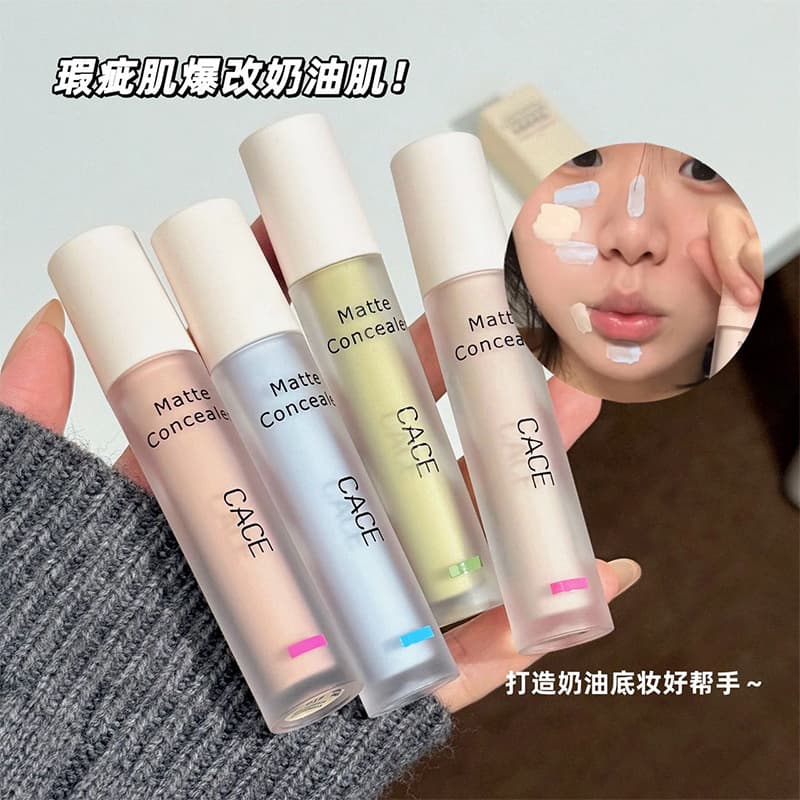CACE's new color-correcting concealer, lightweight, brightening, and covering acne scars, tear troughs, and dark circles, is available for wholesale.