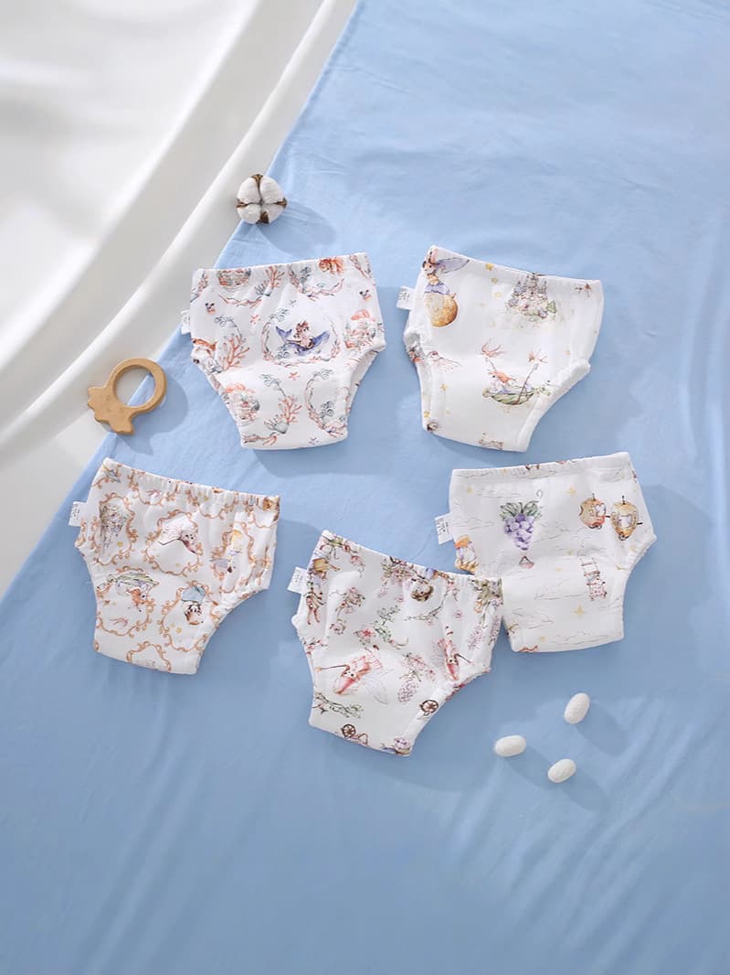 Children Gauze Diaper Cover Baby Cloth Diaper Pants Toddler Potty Training Pants for Boys and Girls Class A