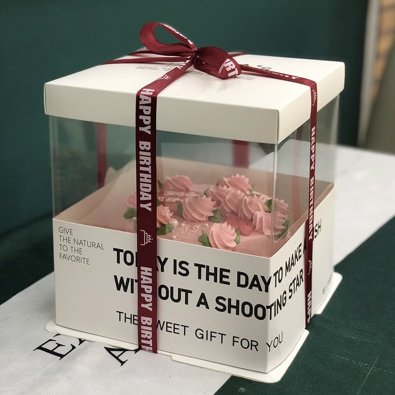 2025 New Transparent Birthday Cake Box Packaging Box 6 8 10 Inch Tall Baking Xiaohongshu Same Style