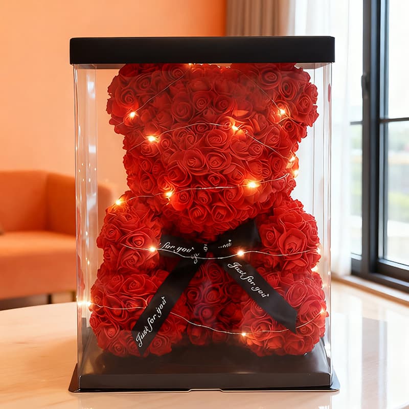 Birthday Gift for Girlfriend, Internet-Famous PE Rose Bear, 520 Valentine's Proposal Gift, Preserved Rose Bear