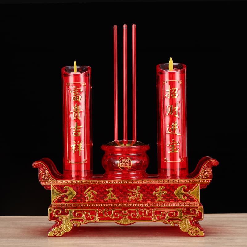 Crystal Electronic Candle Incense Burner Electric Candle Holder Long-Light Battery or Plug-in LED Simulation Home Incense Wealth Incense Burner