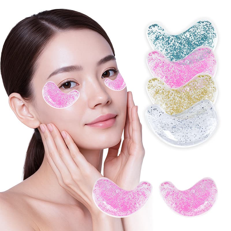 Summer Glitter and Sequins Gel Under-Eye Patch for Physical Cooling, Double Eyelid Soothing, Cold/Hot Compress Cool Eye Patch