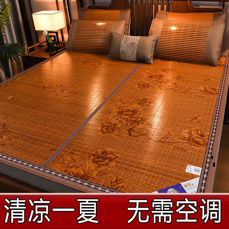Cooling Bamboo Mat Summer Double-Sided Foldable Thickened Single Double Student Air Conditioner Carbonized 1.5m 1.8m 2m Home Use
