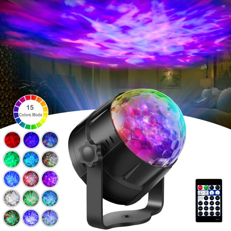 Starry Sky LED Projector Light, Northern Lights Projector, 15-Color Star Water Ripple Ocean Universe Atmosphere Night Light Gift