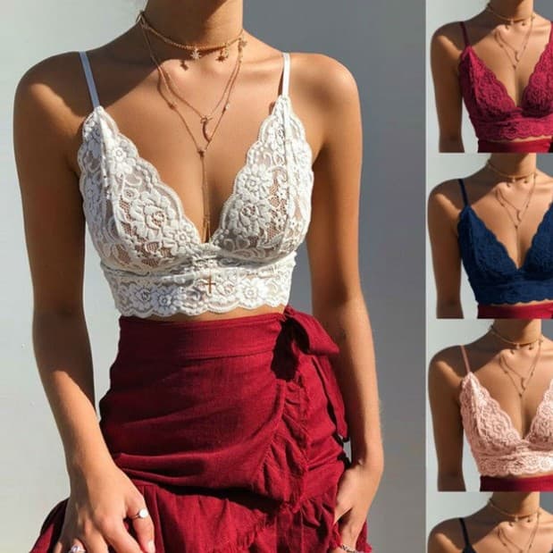 2019wish European and American New Sexy Camisole Lace Trim See-through Plus Size Lingerie