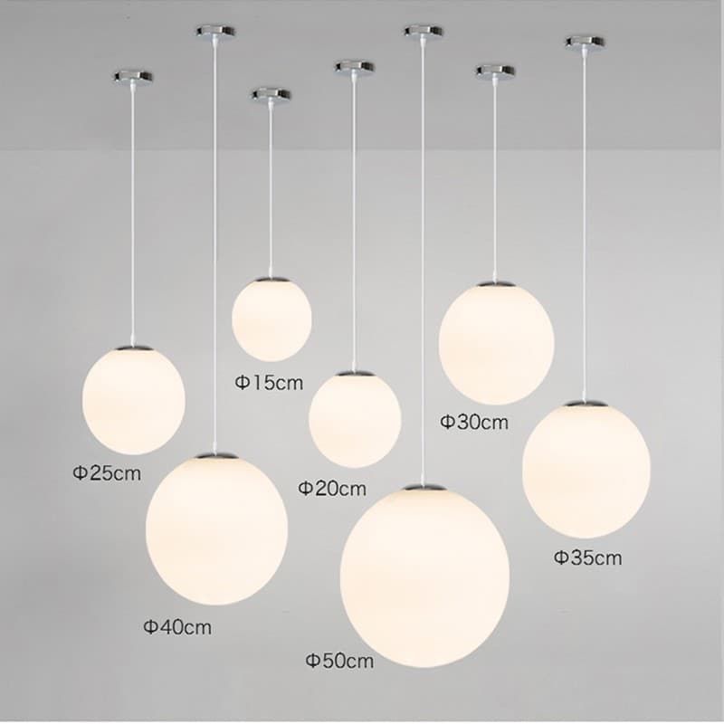 Simple single-head spherical glass ball chandelier, creative and personalized restaurant clothing store bar aisle milk white ball chandelier