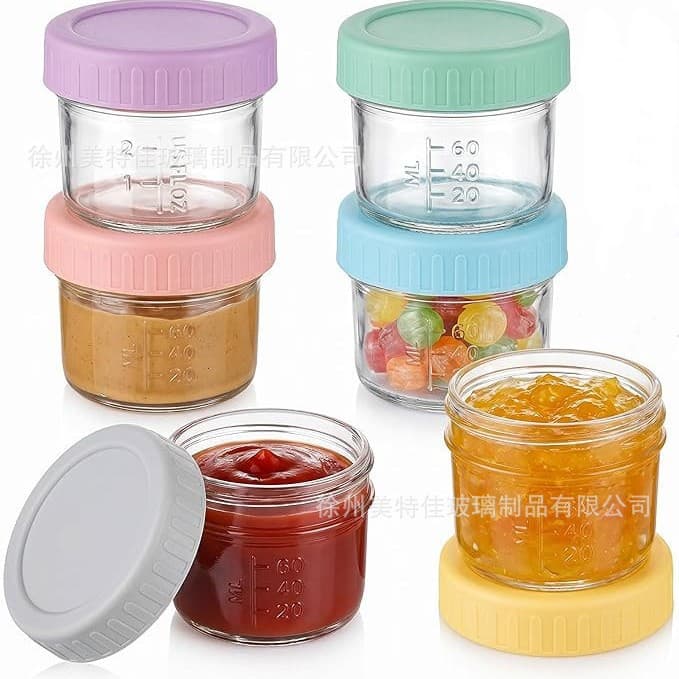 Amazon Glass Food Bottle 4oz Glass Children's Food Storage Container Baby Food Jar Puree Bottle with Lid