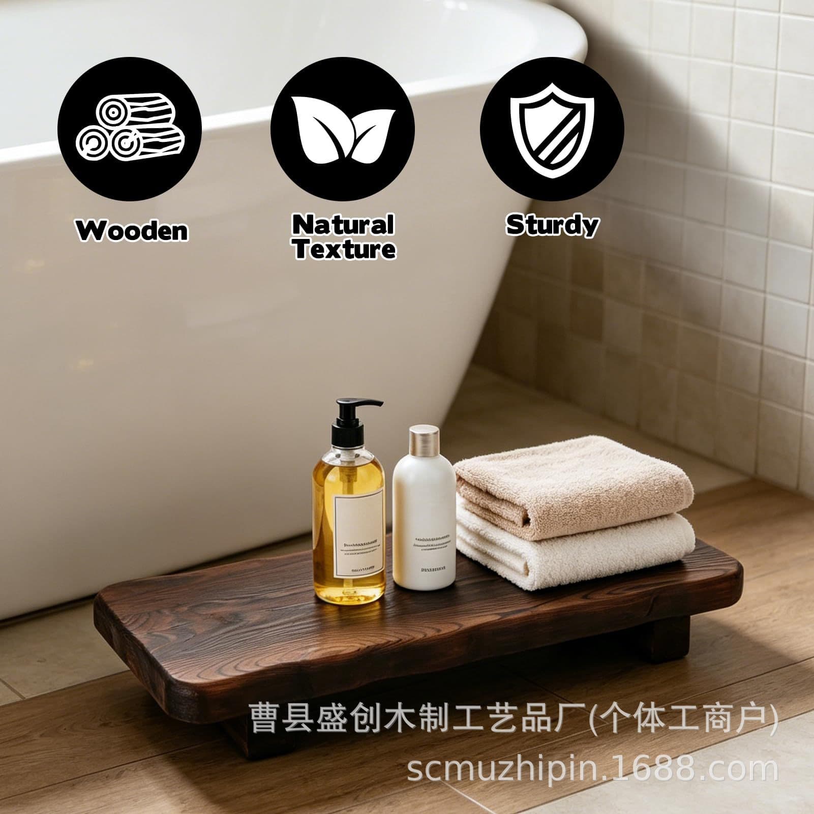 Cross-border Wooden Bathroom Soap Holder Tray Toiletry Organizer Home Desktop Aromatherapy Decorative Display Stand