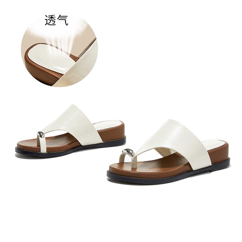 Flat Sole Flip Flops for Women 2026 Summer New Style Beach Sandals Outdoor High-End Half Slippers Versatile Casual Sandals