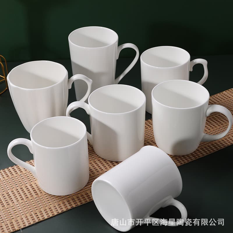 Pure White Minimalist Ceramic Mug Bone China Mug Custom Shape Gift Ins Style Creative Mug