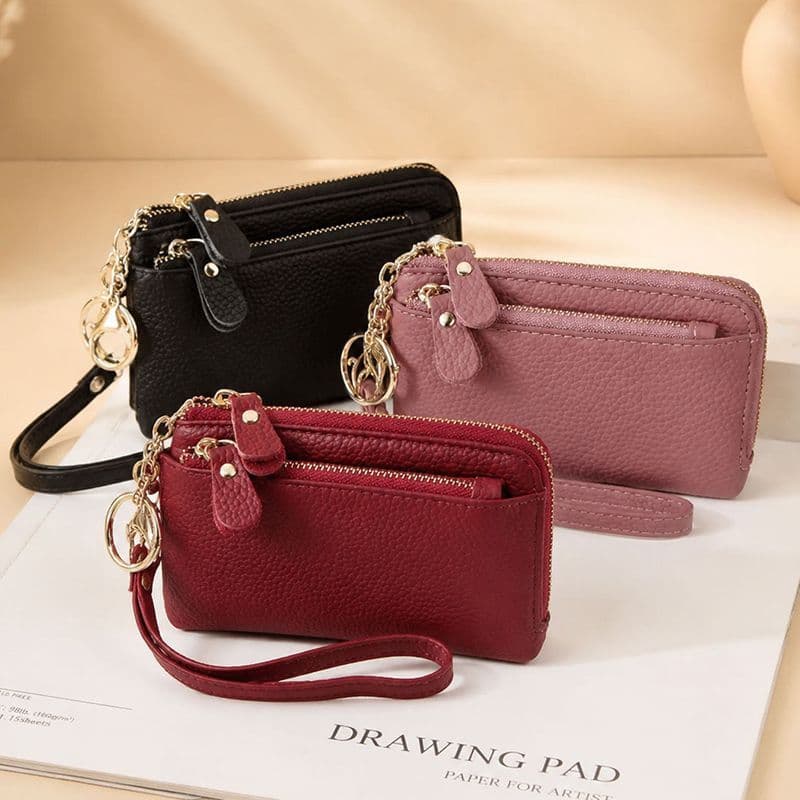 New Cross-Border Genuine Leather Women's Wallet Premium Compact Zipper Wallet Handheld High-Aesthetic Double-Layer Coin Purse