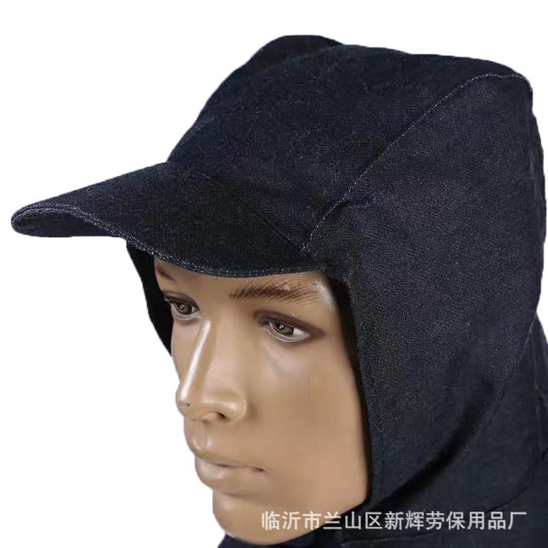 Denim Safety Hood with Brim Dust Cover Grinding Transport Canvas Hat Helmet Protection