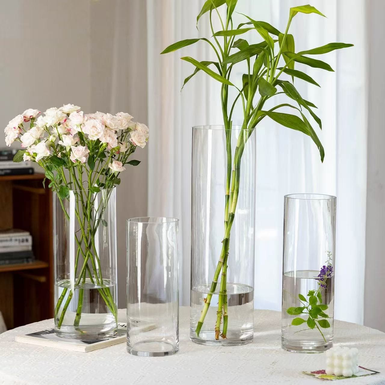 Transparent glass vase, flower awakening bucket, green plant hydroponic vessel, glass fish tank, floor-standing vase, living room decoration