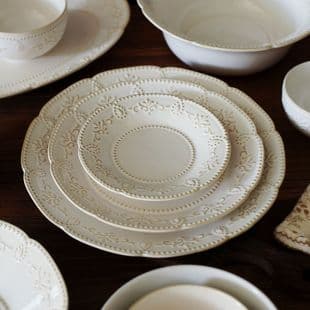 Vintage Wabi-Sabi Embossed Ceramic Dinnerware Premium Rice Bowl, Plate, Fish Plate, Noodle Bowl, Soup Bowl, Dessert Plate for Home Use