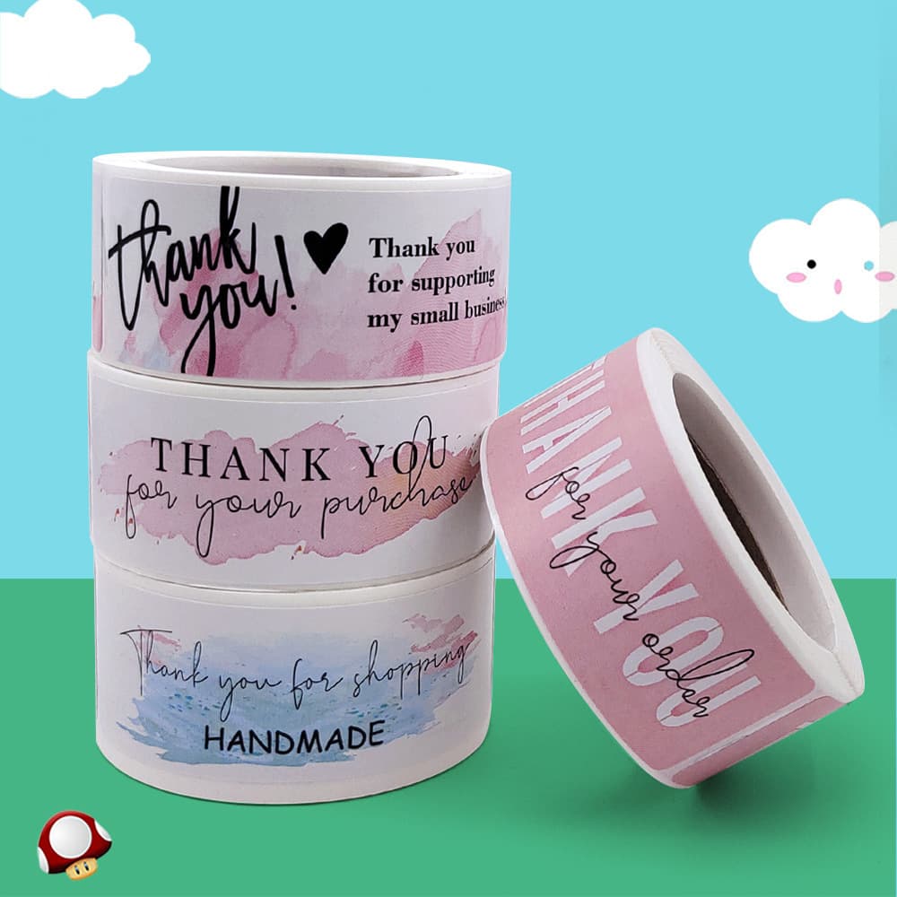 120pcs/roll Pink Floral Seal Stickers for Gift Box Packaging Decoration, Long Strip Adhesive Labels, Thank You Stickers