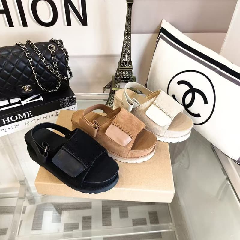 2025 Upgraded New Style Velcro Thick-Soled Sandals with Buckle Genuine Leather Outdoor Elevated Open-Toe Platform Genuine Leather Slippers