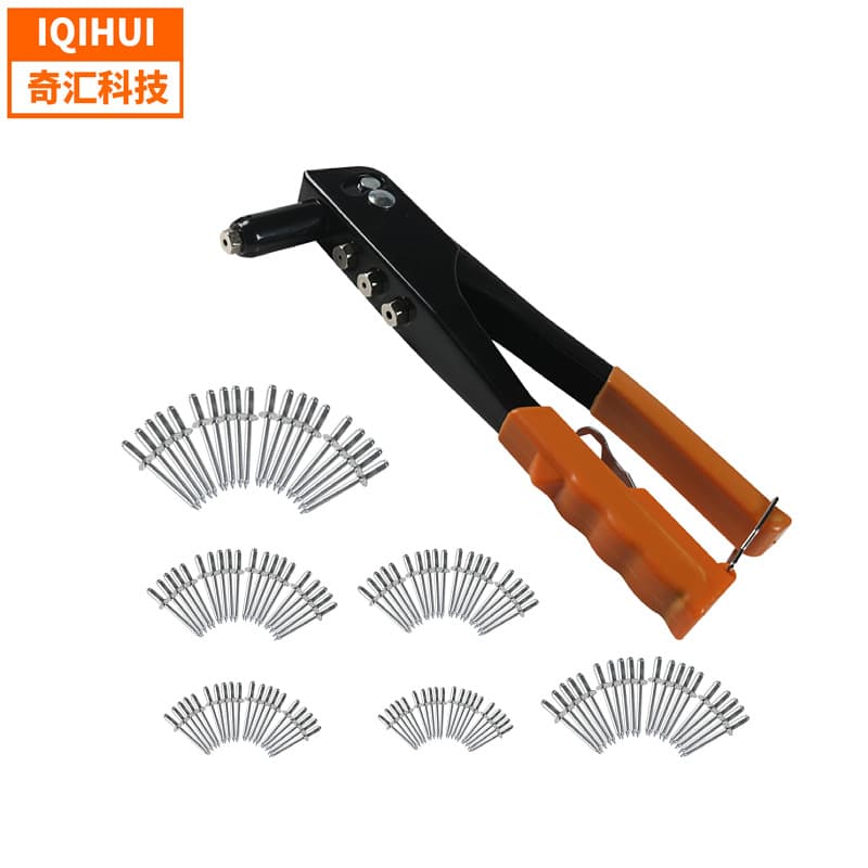 Factory direct stock of 120pcs semi-circular head aluminum rivets, labor-saving blind rivets, gun rivet gun sets, cross-border e-commerce.