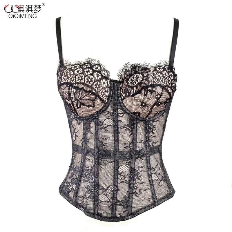 European and American sexy lace camisole corset, hot girl outerwear, waist-cinching off-shoulder bustier, pure desire slim fit inner layer, boned corset