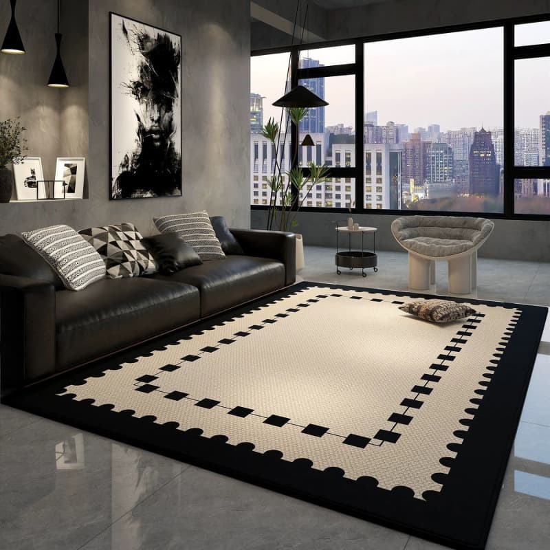 Living Room Carpet, Modern Maillard Wabi-Sabi Style, High-end Luxury Sofa and Tea Table Rug for Bedrooms