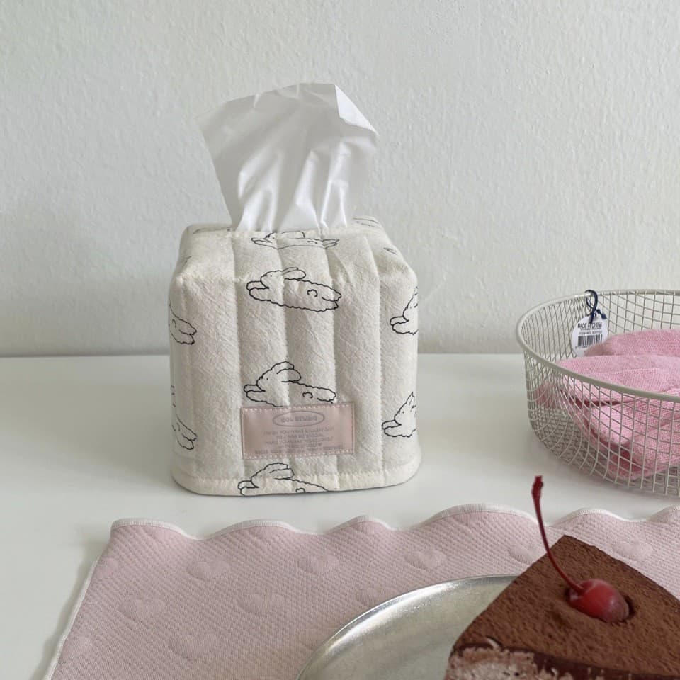 Instagram new pure cotton home living room tissue box storage, square rabbit pattern knitted fabric car wet wipe holder